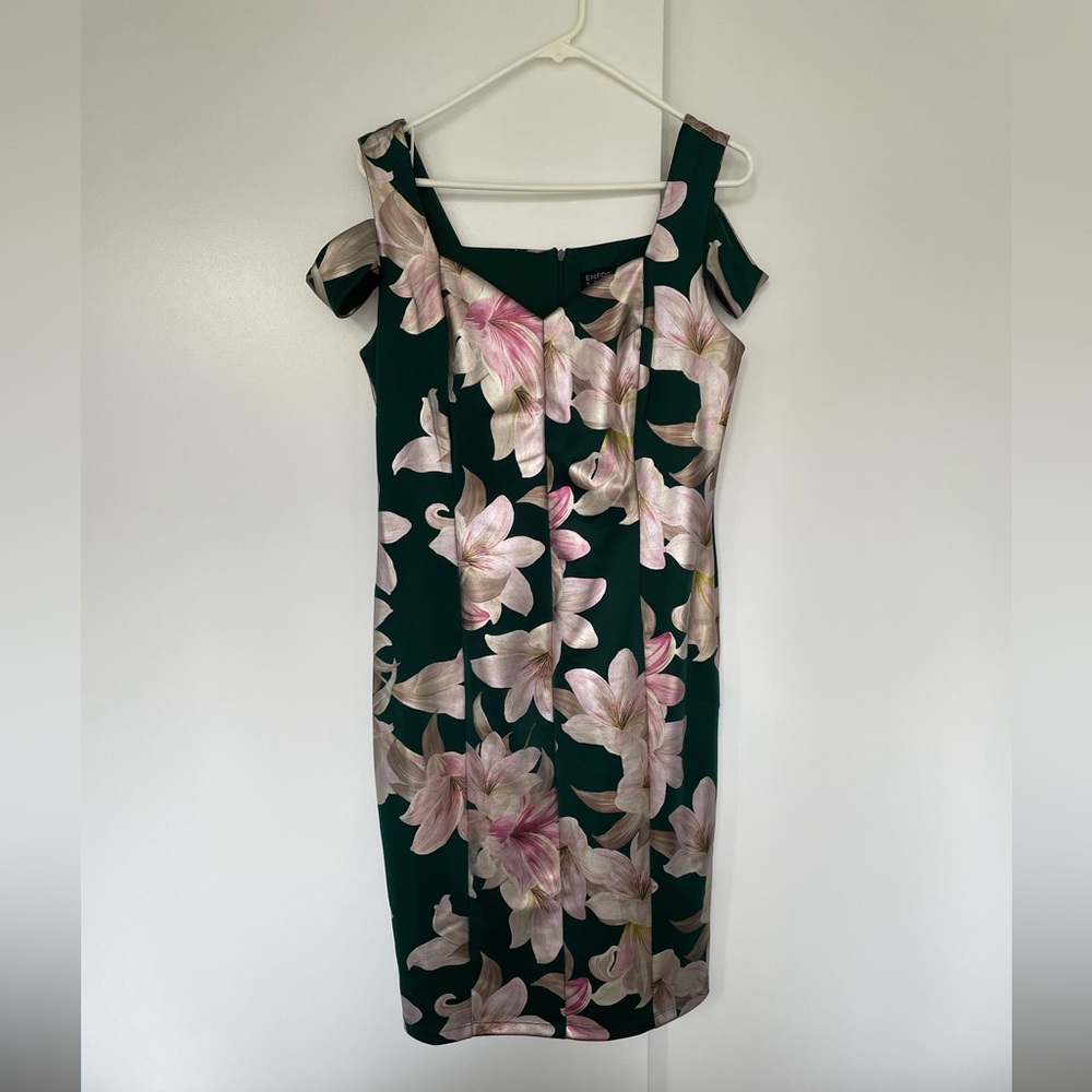 Enfocus Studio Green Floral Dress Size 14 - Picture 1 of 2